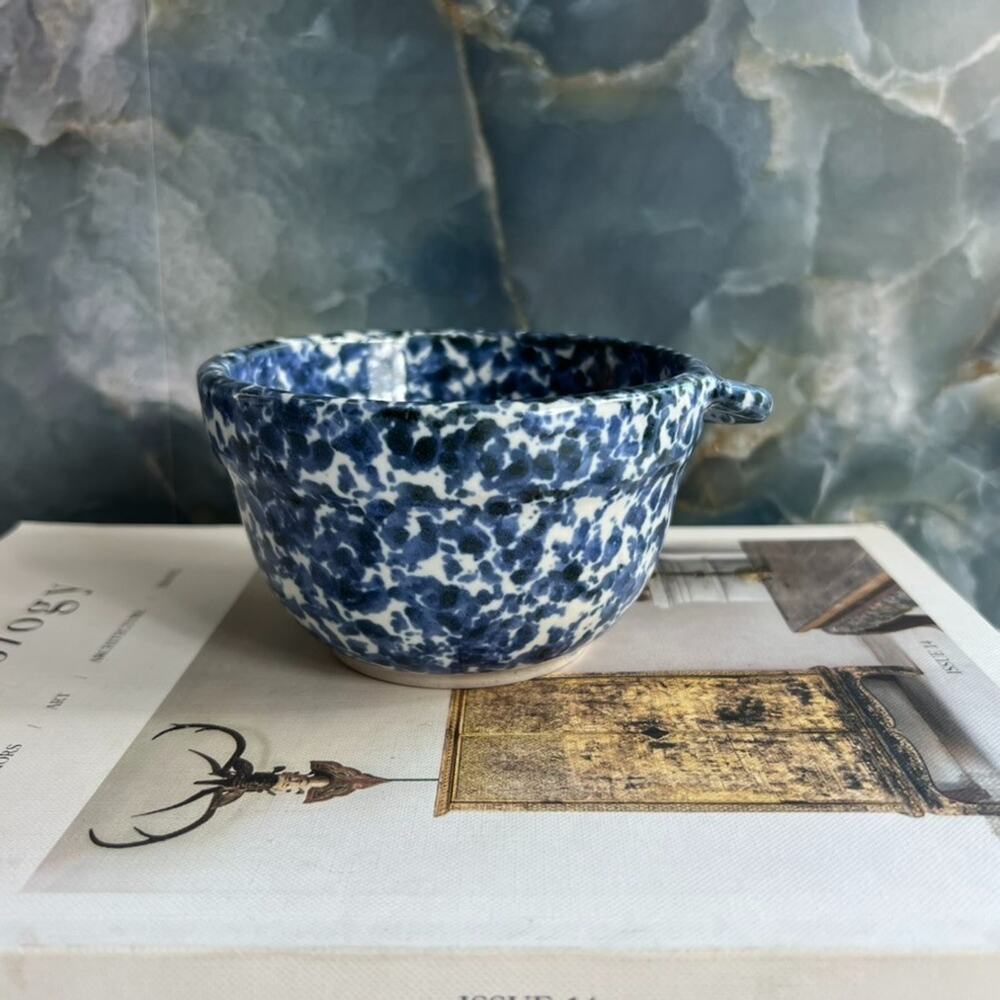 Arts North Pottery Side Dish Bowl Speckled Blue and White Design Stoneware